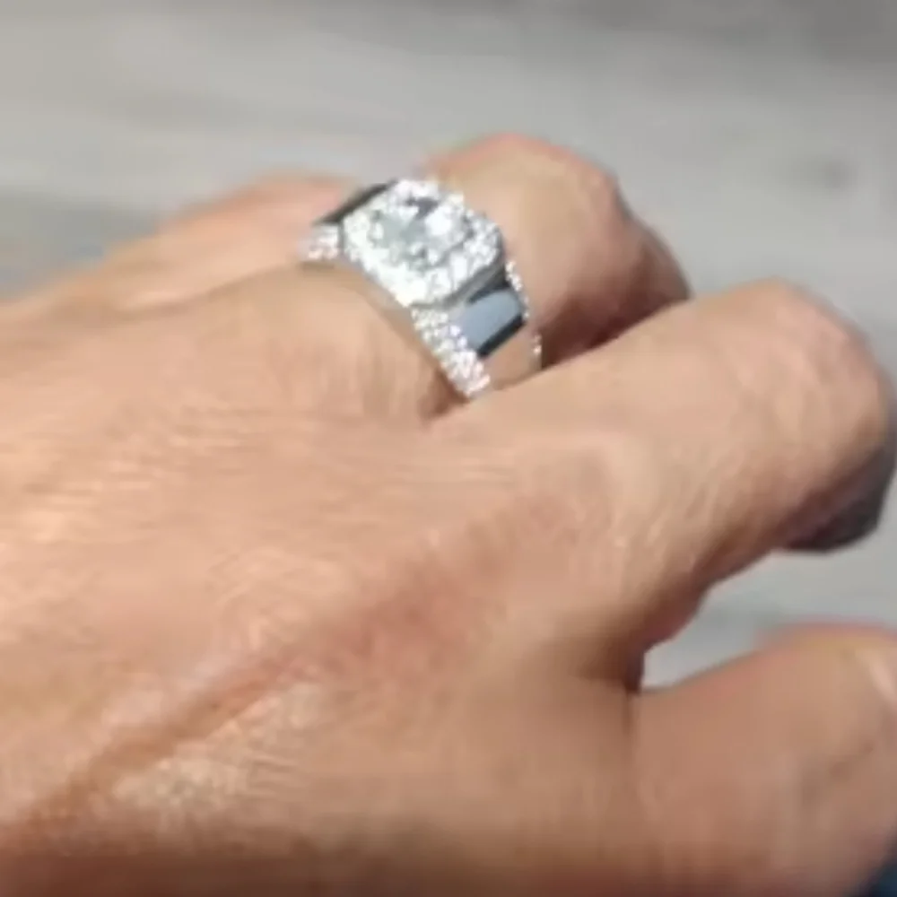 Elegant Diamond 925 Silver Ring For Men